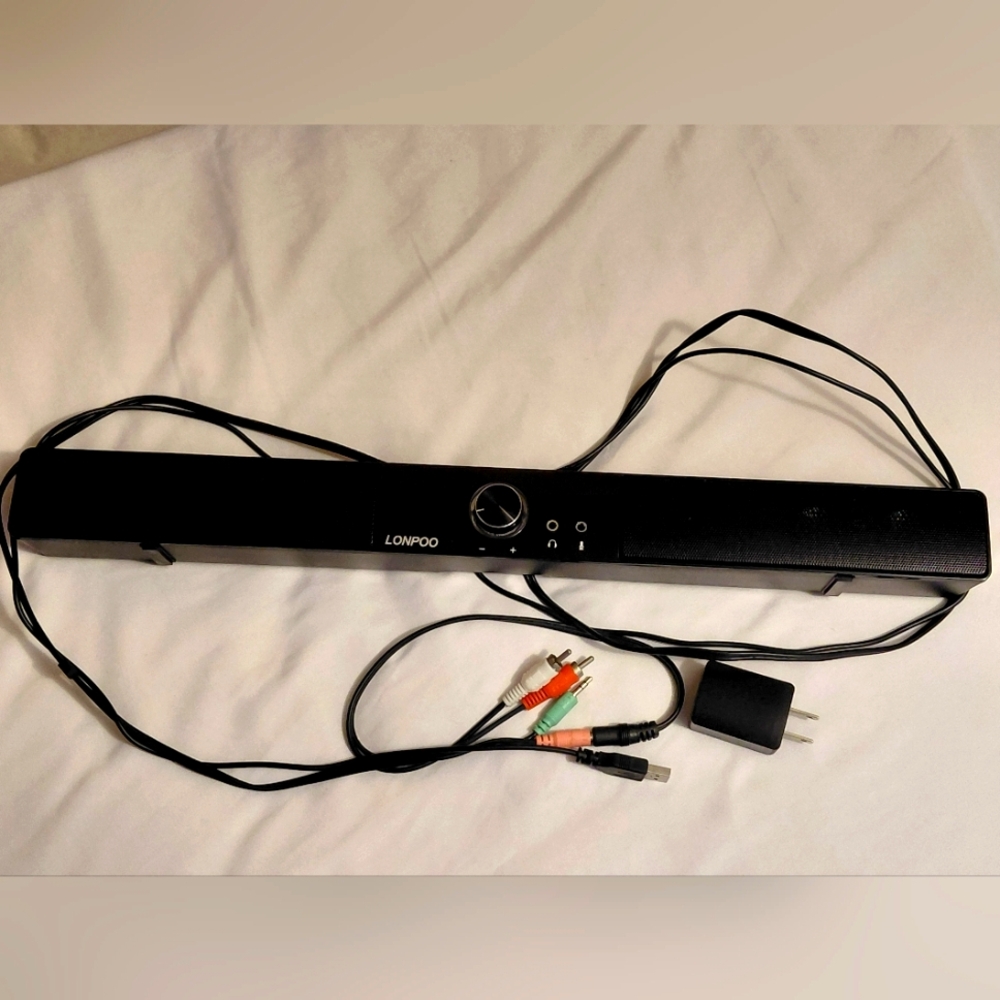Lonpoo Black Soundbar with Cables